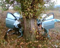 Автомобилист без сознания врезался в дерево